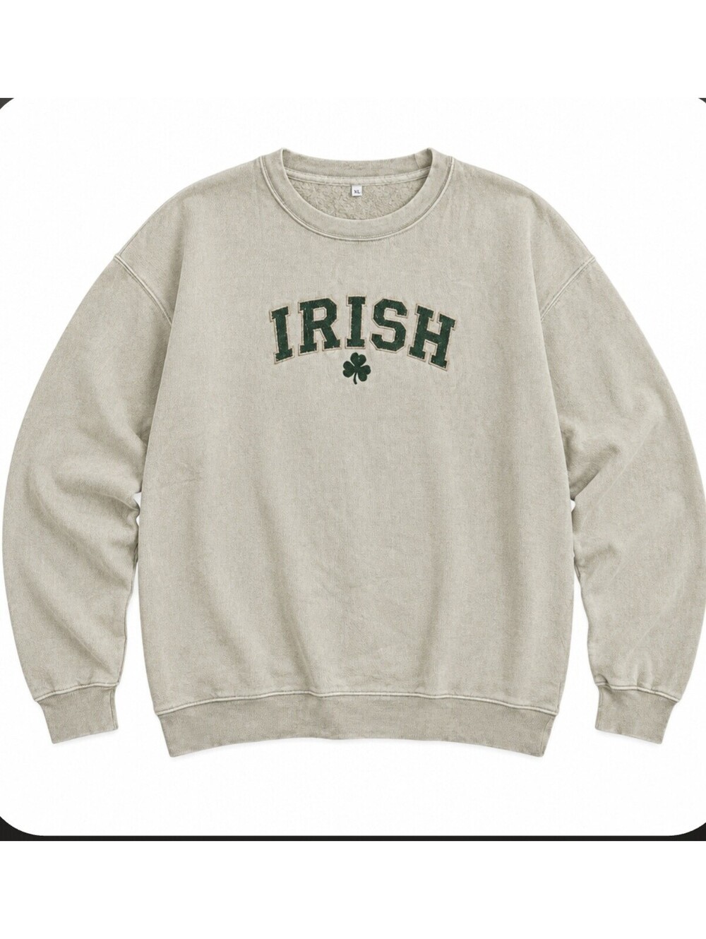 IRISH Embroidered Beige Crewneck Sweatshirt size XL